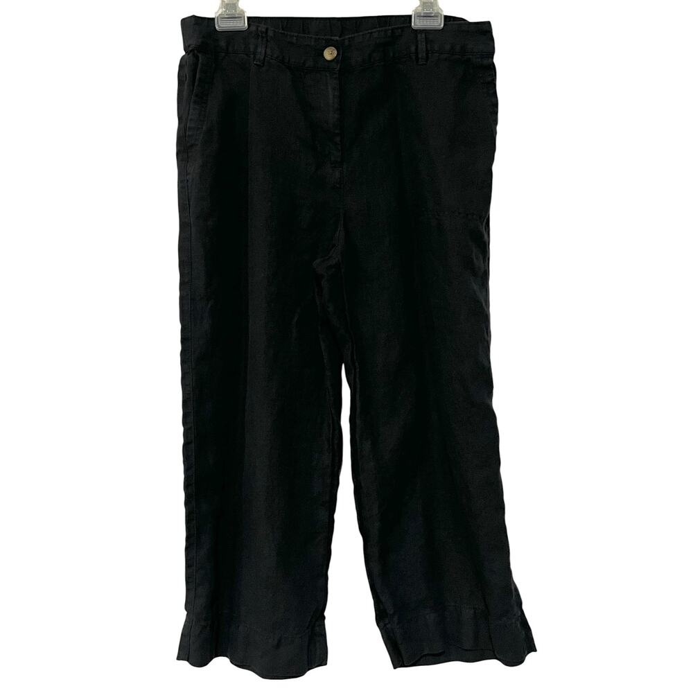 J Jill Love Linen Black Pants Relaxed Stretch Waist Pockets Women’s Sz Petite M